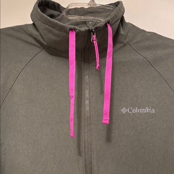 Columbia Lightweight Women's Jacket in Dark Olive Green with Pink Zippers L - Picture 4 of 7